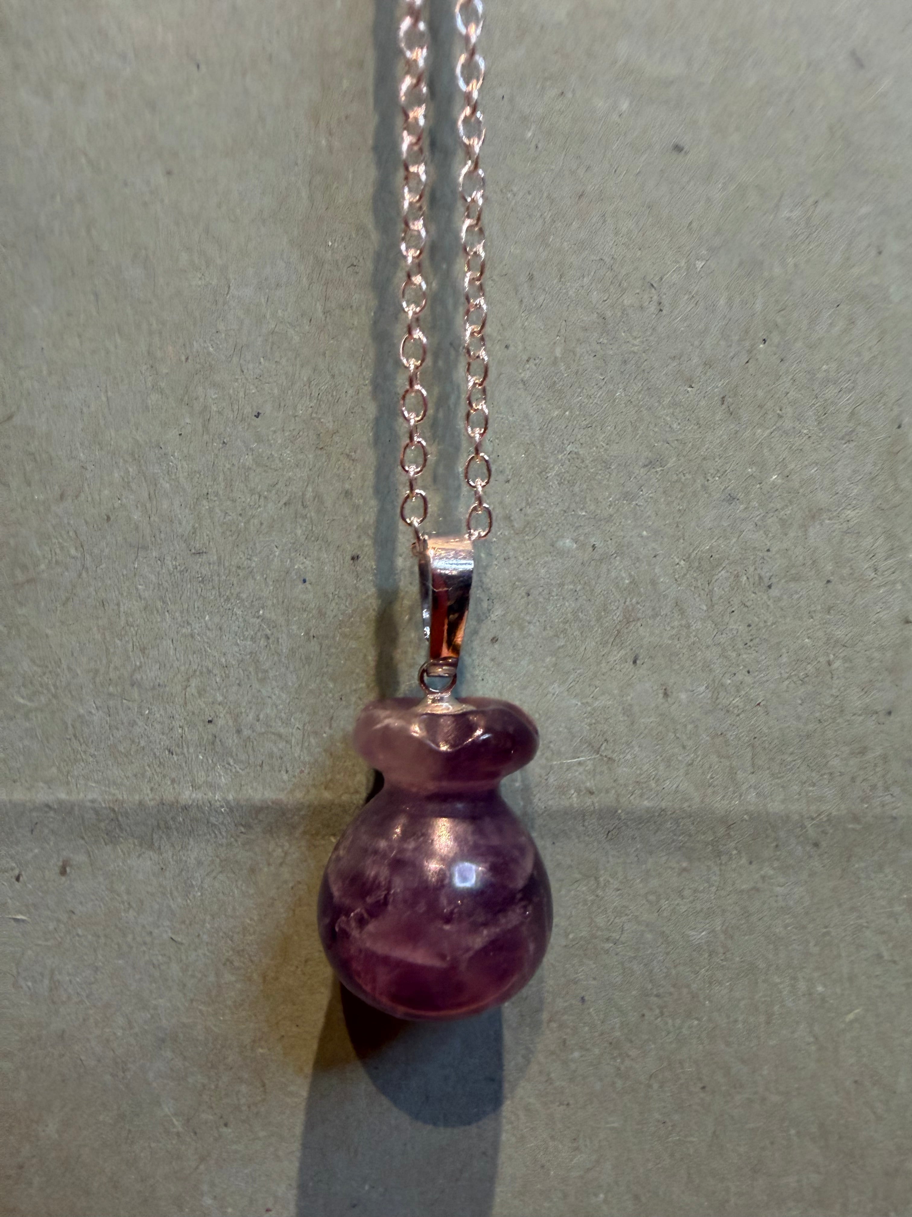 Amethyst shaped polished crystal necklace