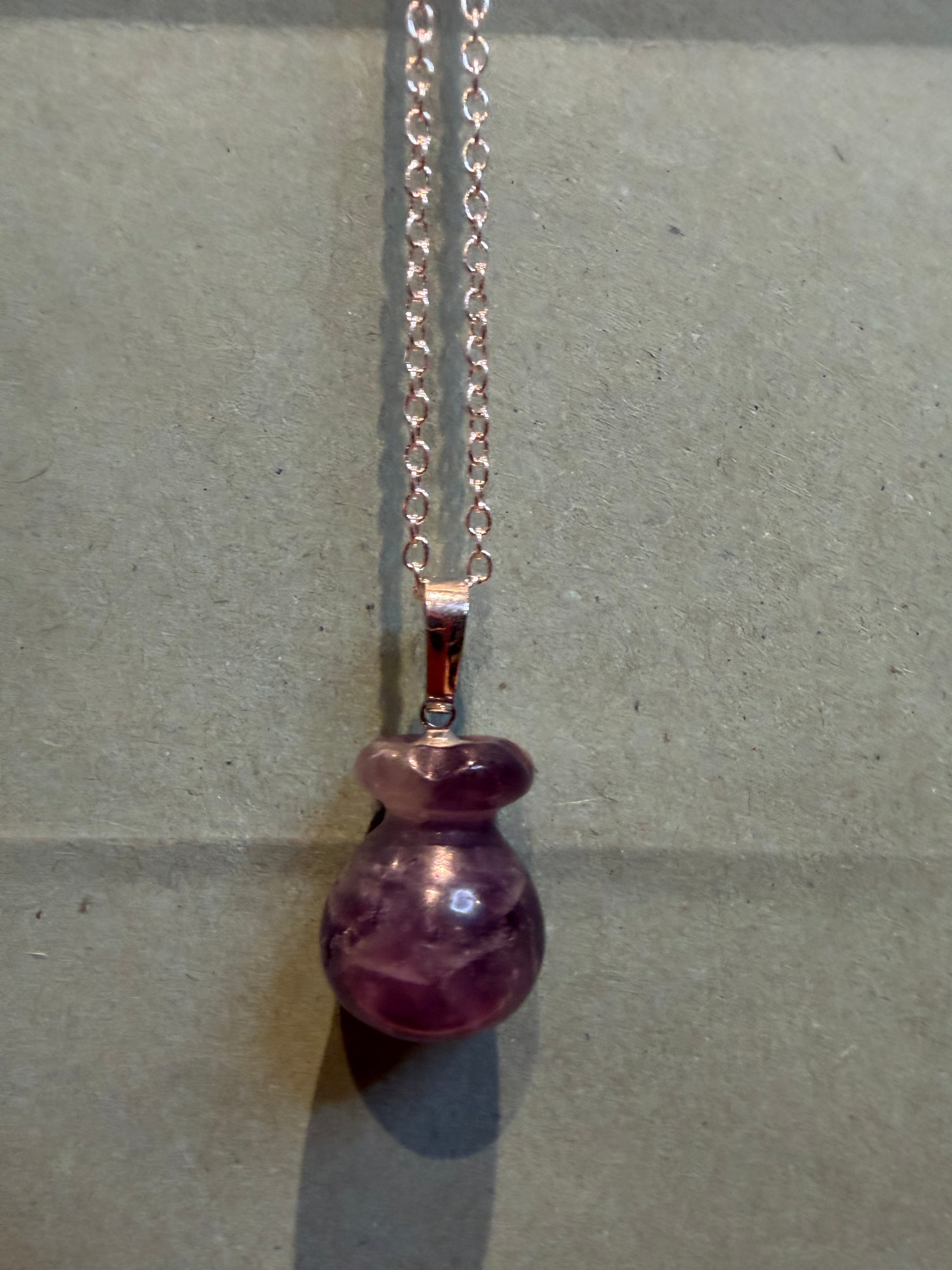 Amethyst shaped polished crystal necklace