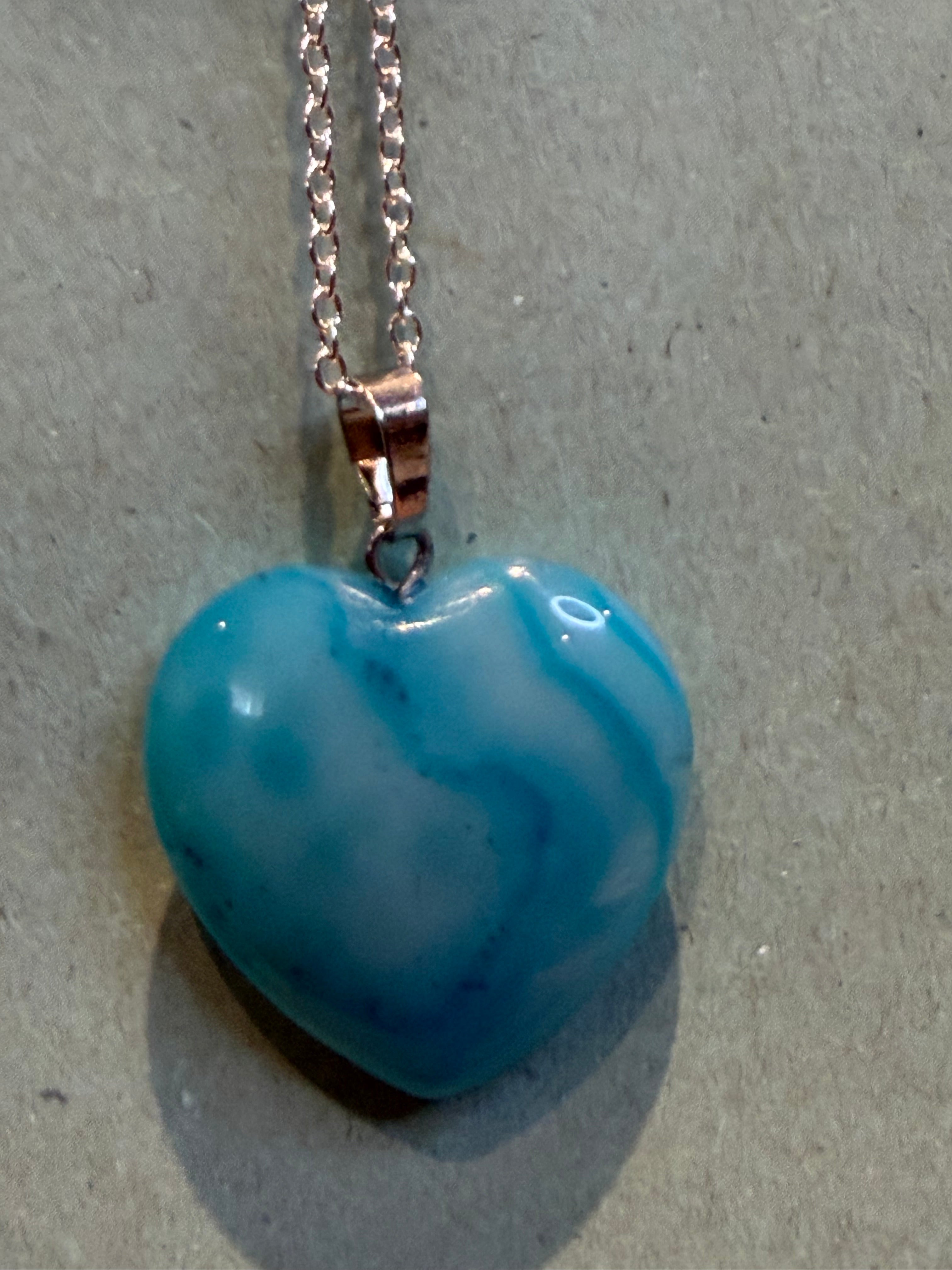 Blue love heart  crystal necklace