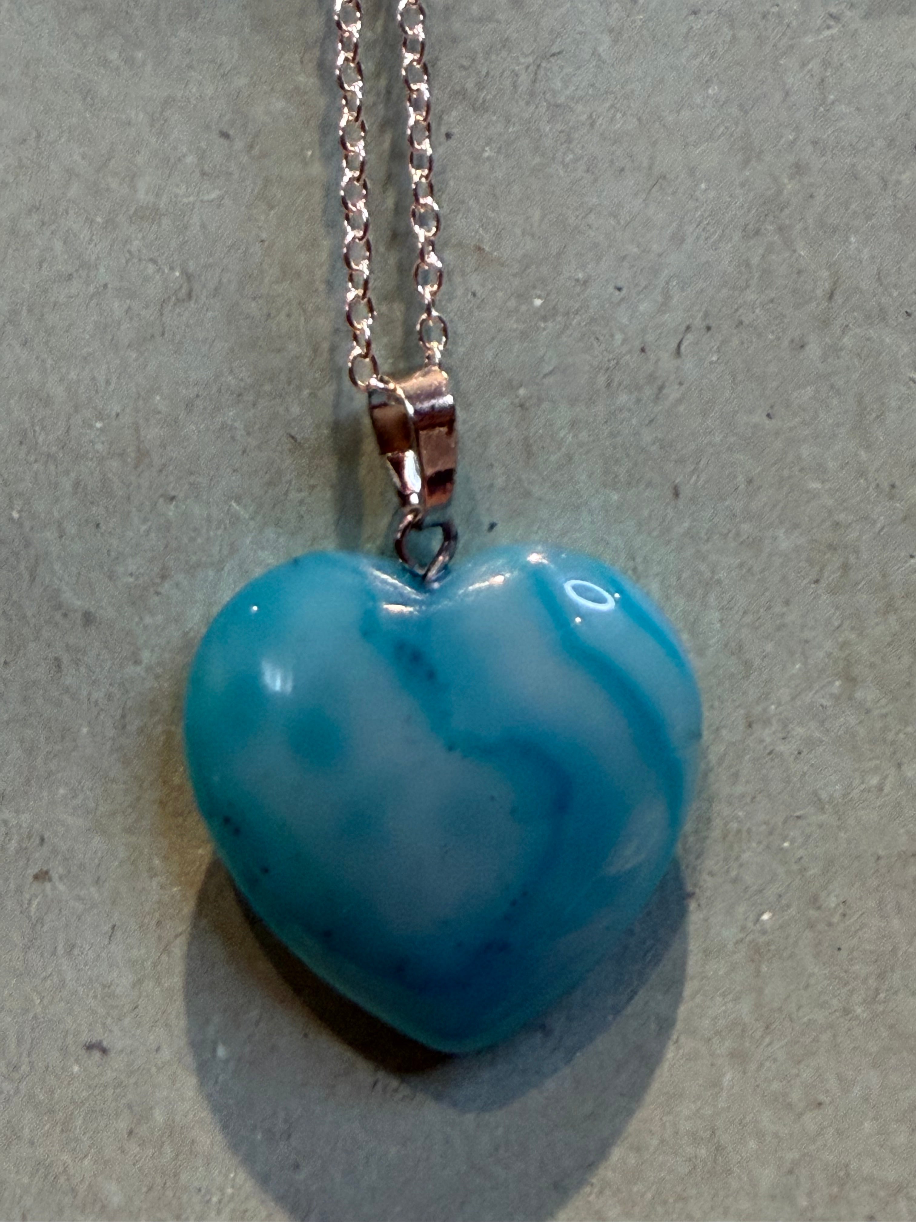 Blue love heart  crystal necklace