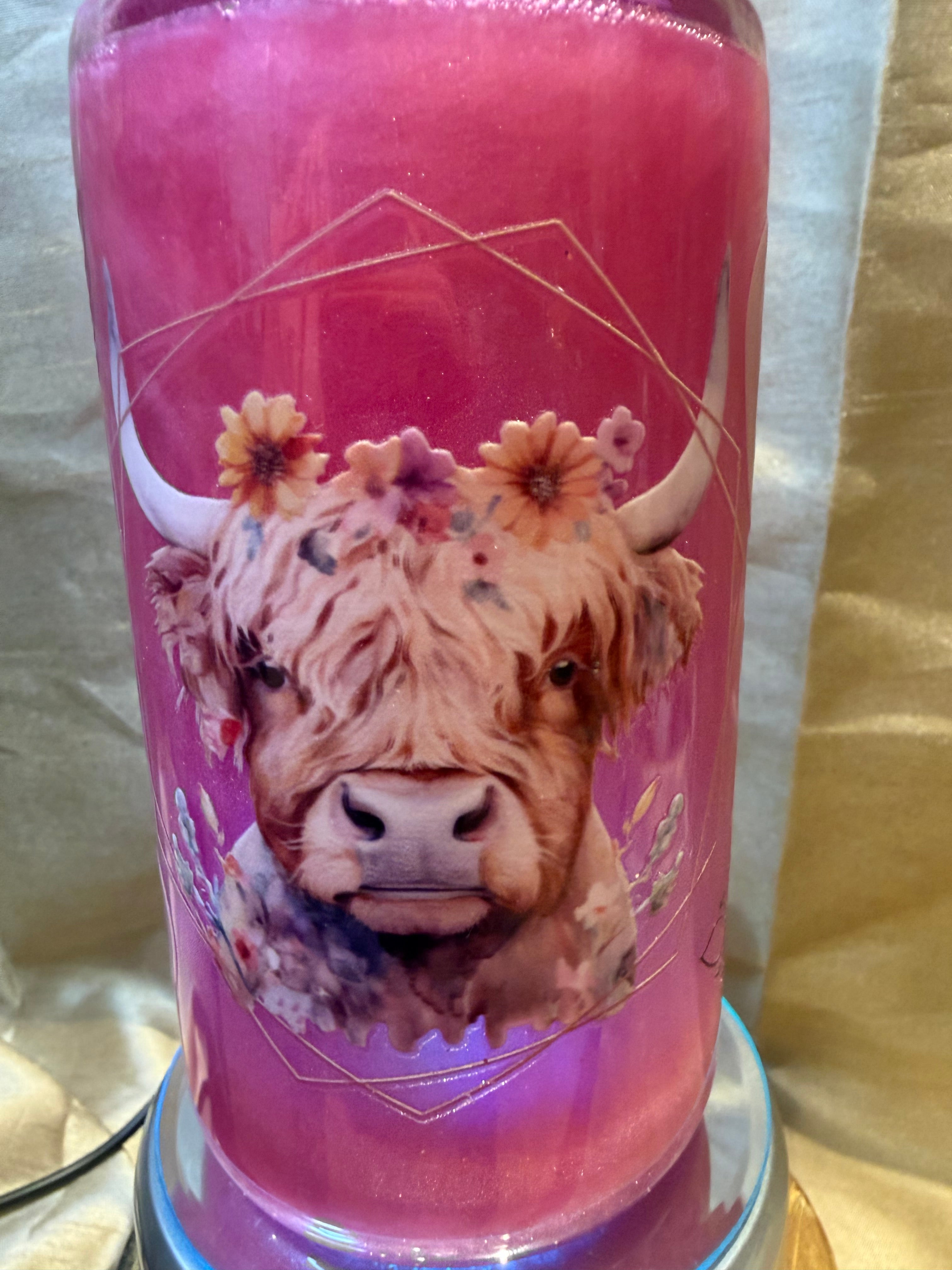 16 oz Custom Snow Globe Tumbler – Handcrafted & Personalised high land cow