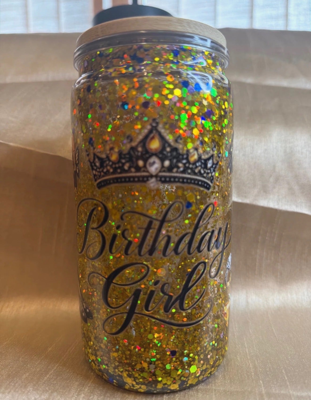 Birthday 16oz  snow globe tumbler