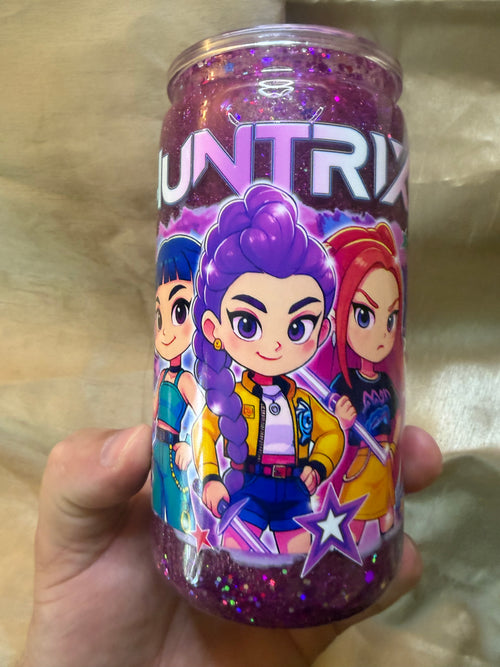 16 oz snow globe tumbler huntrix